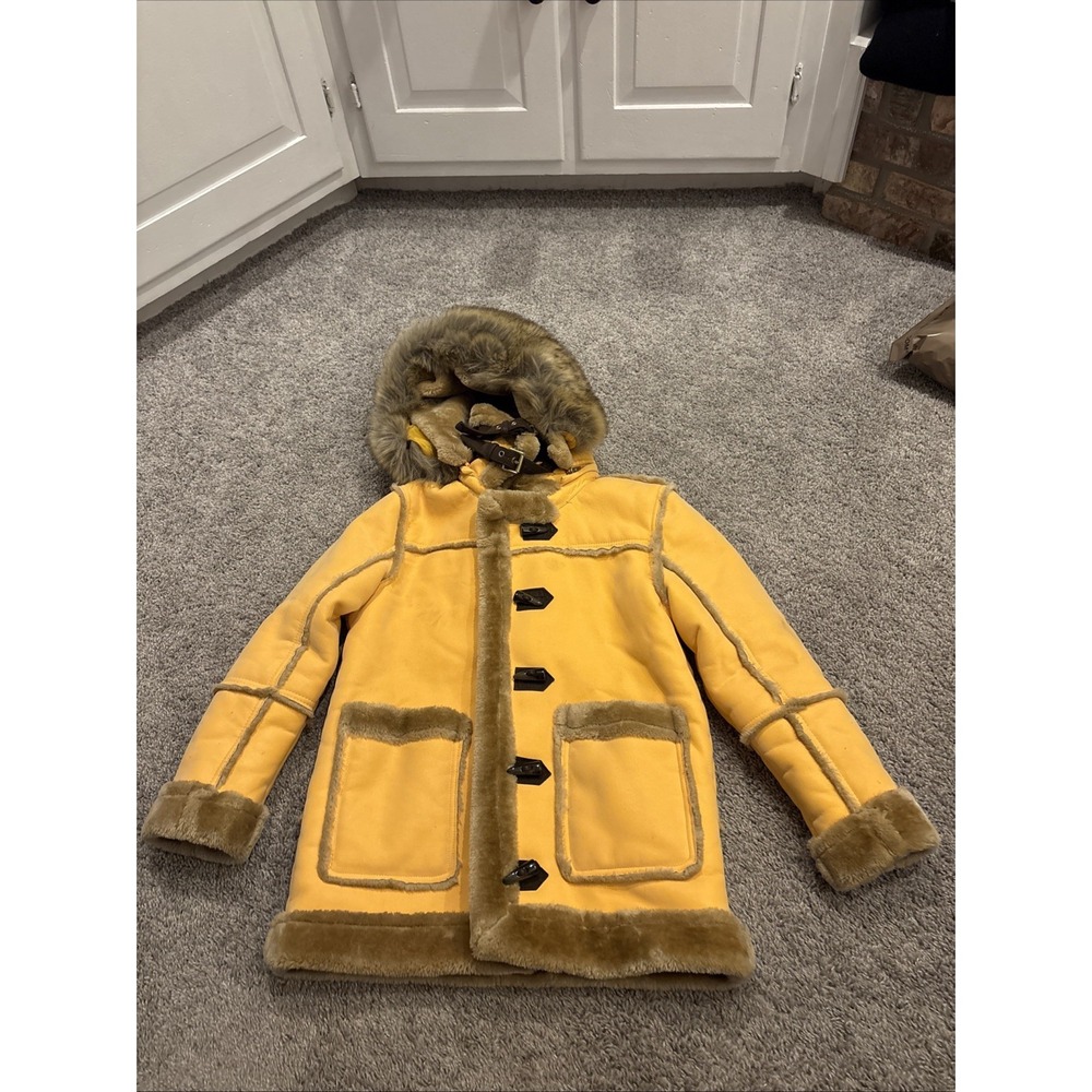 Jordan Craig Denali Shearling Jacket Size 12 Fur Coat Penny Lane Sherbet Orange